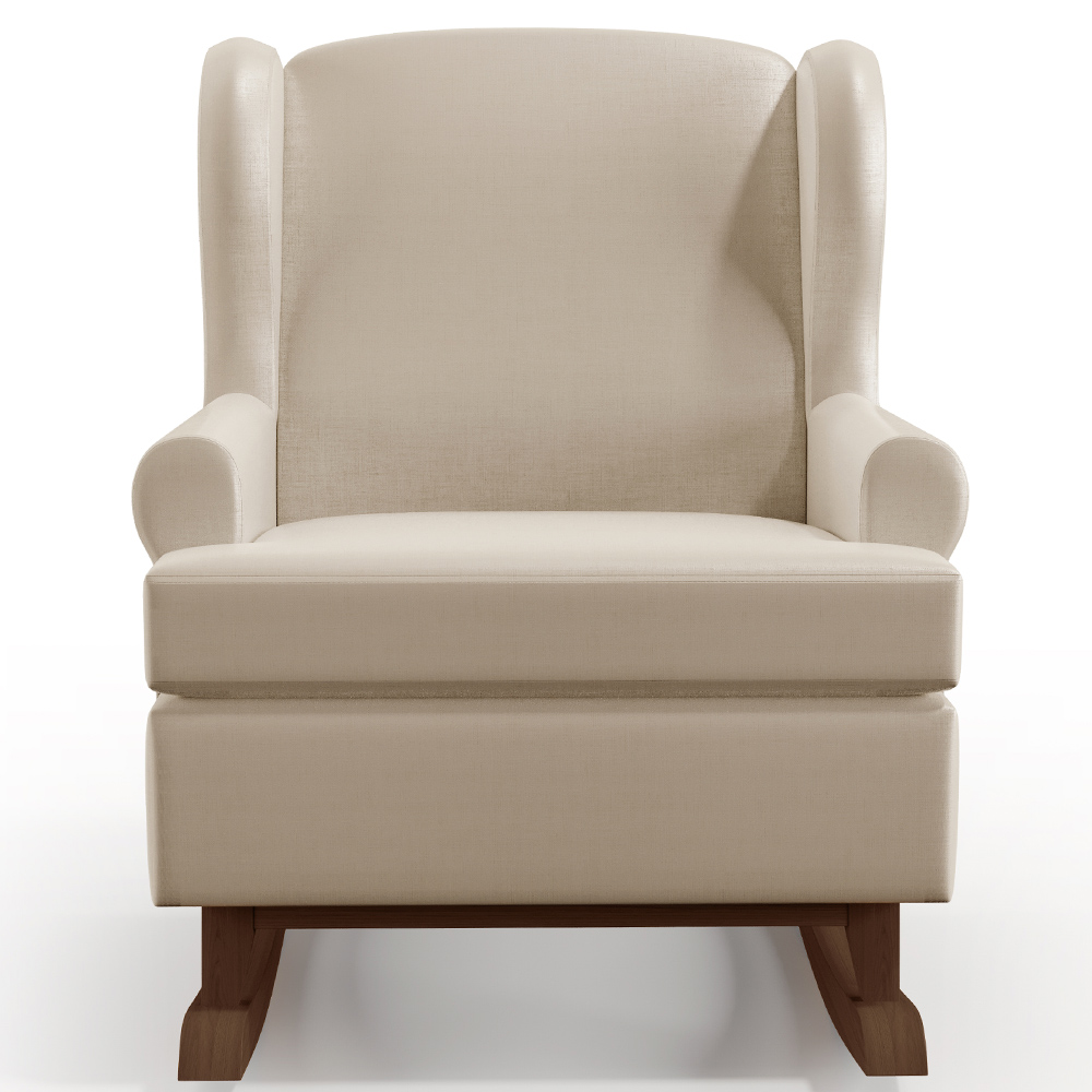 Kit 2 Poltronas Amamentação Com Balanço Malu Base Madeira P02 Facto Pérola Metalizado - Lyam Decor