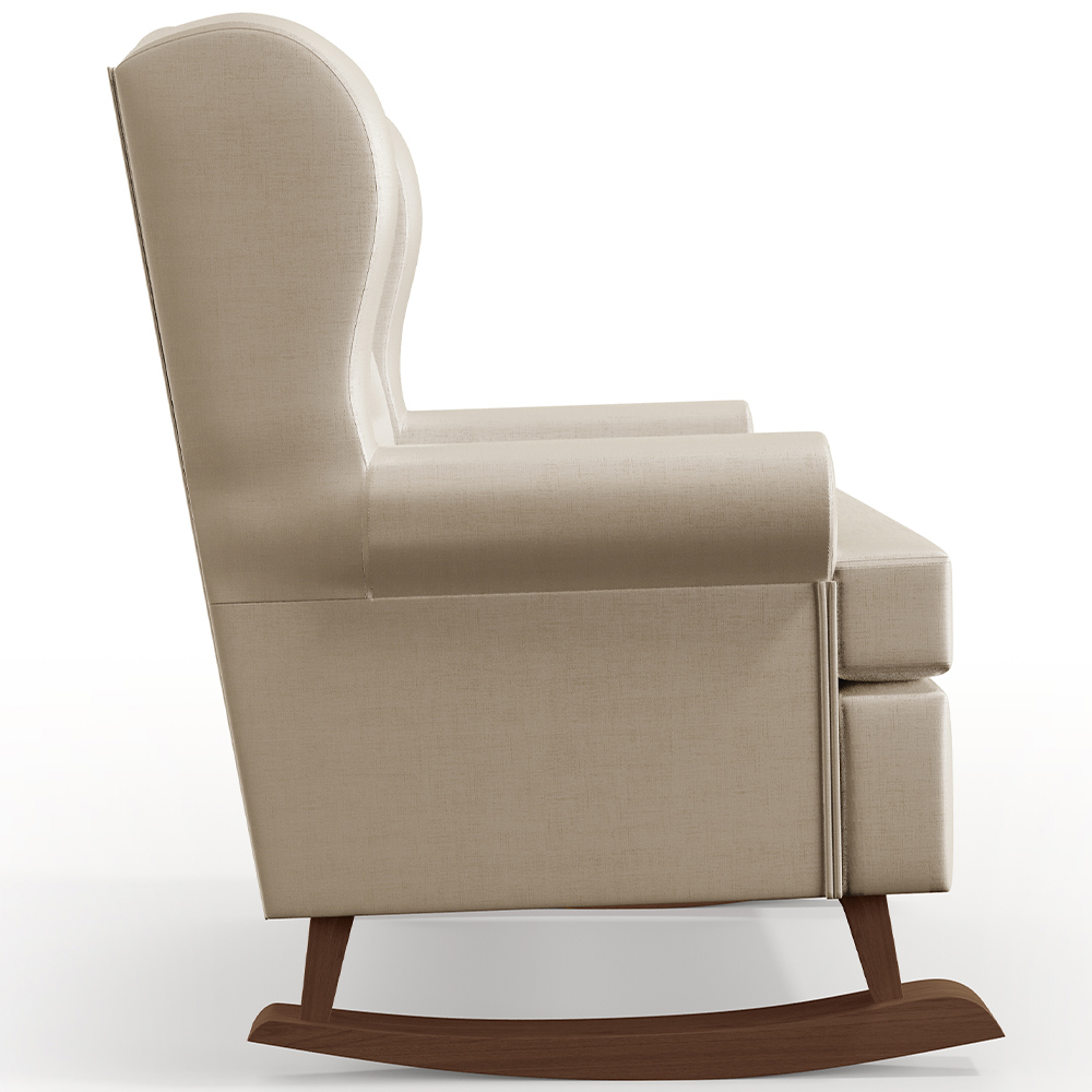 Kit 2 Poltronas Amamentação Com Balanço Malu Base Madeira P02 Facto Pérola Metalizado - Lyam Decor