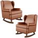 Kit 2 Poltronas De Amamentação Com Balanço Malu Base De Madeira P02 Couríssimo Camel - Lyam Decor
