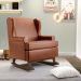 Kit 2 Poltronas De Amamentação Com Balanço Malu Base De Madeira P02 Couríssimo Camel - Lyam Decor