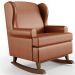 Kit 2 Poltronas De Amamentação Com Balanço Malu Base De Madeira P02 Couríssimo Camel - Lyam Decor