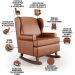 Kit 2 Poltronas De Amamentação Com Balanço Malu Base De Madeira P02 Couríssimo Camel - Lyam Decor