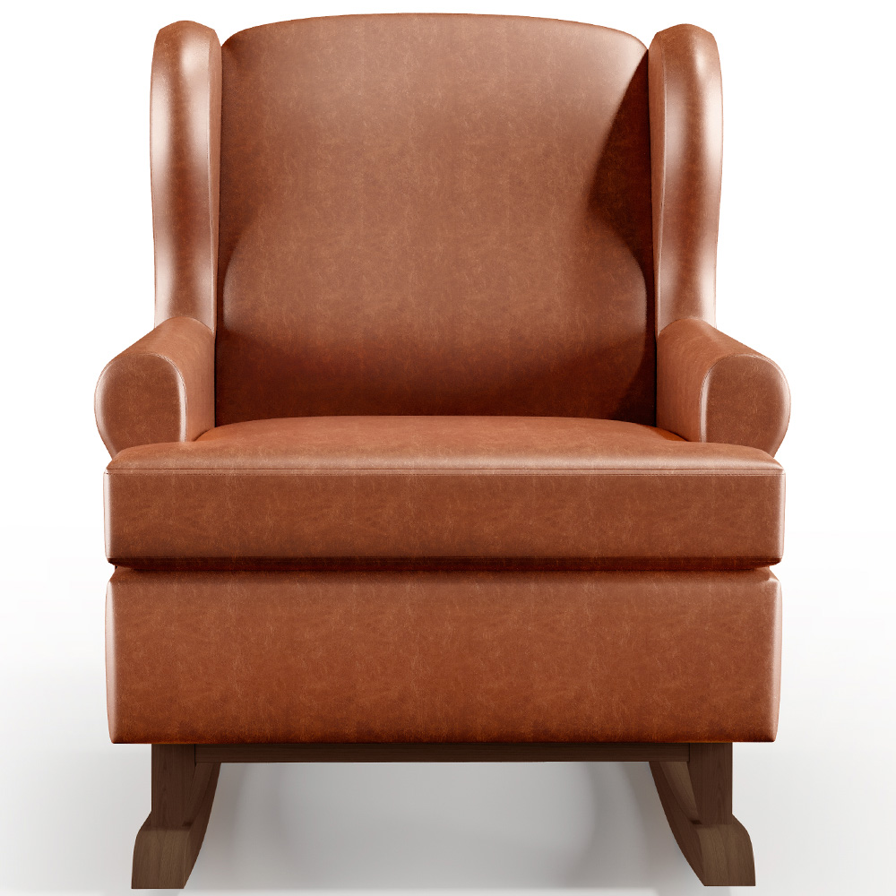 Kit 2 Poltronas De Amamentação Com Balanço Malu Base De Madeira P02 Couríssimo Camel - Lyam Decor