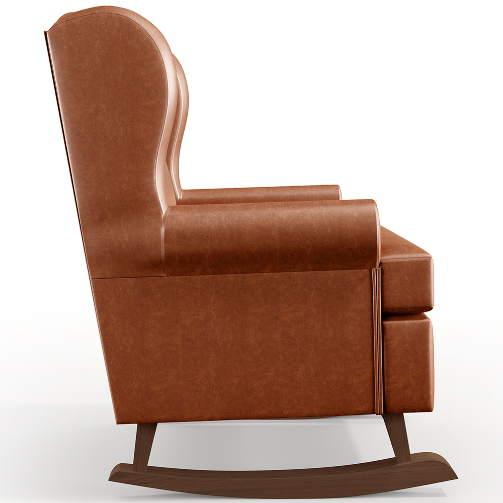 Kit 2 Poltronas De Amamentação Com Balanço Malu Base De Madeira P02 Couríssimo Camel - Lyam Decor