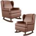 Kit 2 Poltronas De Amamentação Com Balanço Malu Base De Madeira P02 Couríssimo Marrom - Lyam Decor
