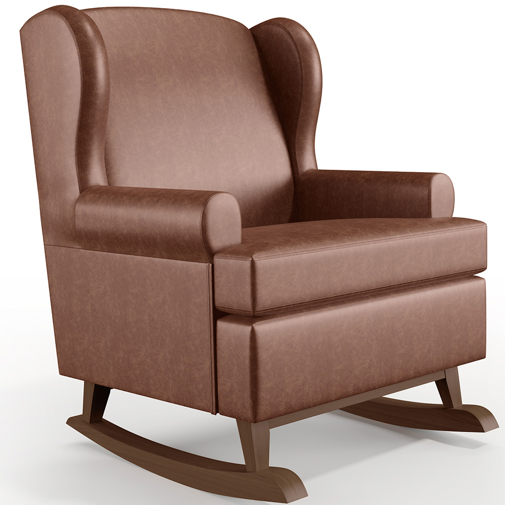 Kit 2 Poltronas De Amamentação Com Balanço Malu Base De Madeira P02 Couríssimo Marrom - Lyam Decor