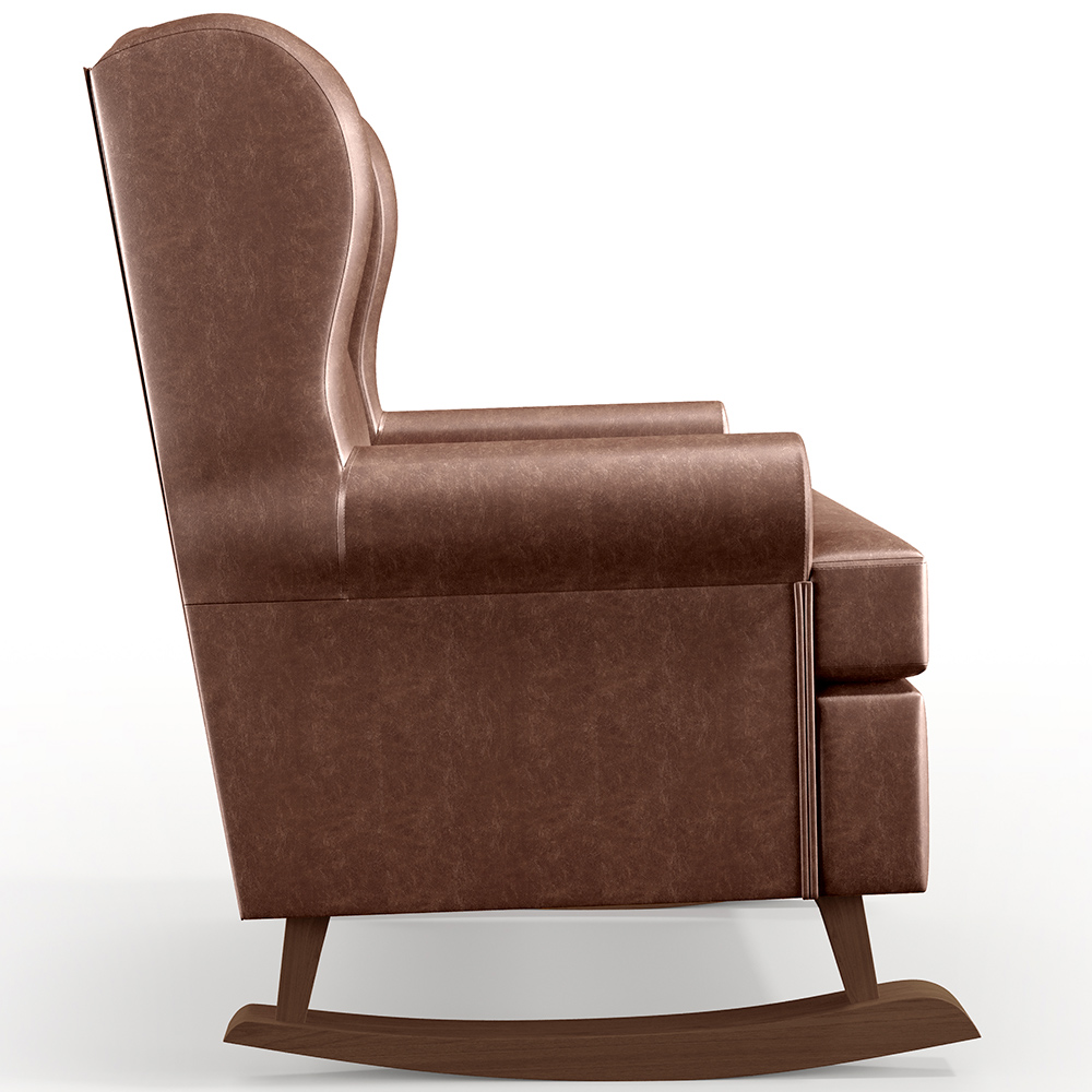 Kit 2 Poltronas De Amamentação Com Balanço Malu Base De Madeira P02 Couríssimo Marrom - Lyam Decor