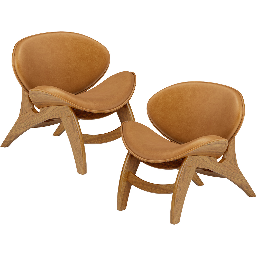 Kit 2 Poltronas Decorativa Orgânica Sala Living Kadosh L02 Couríssimo Canela - Lyam Decor