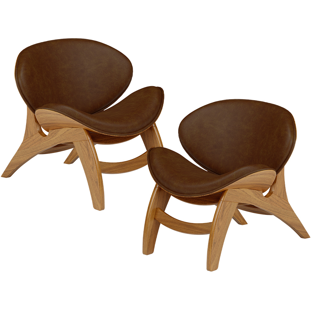 Kit 2 Poltronas Decorativa Orgânica Sala Living Kadosh L02 Couríssimo Marrom - Lyam Decor
