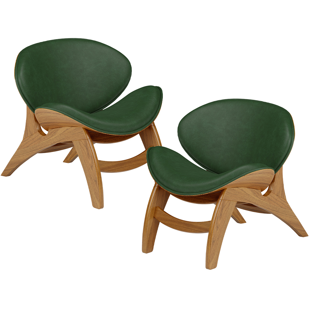 Kit 2 Poltronas Decorativa Orgânica Sala Living Kadosh L02 Couríssimo Verde Musgo - Lyam Decor