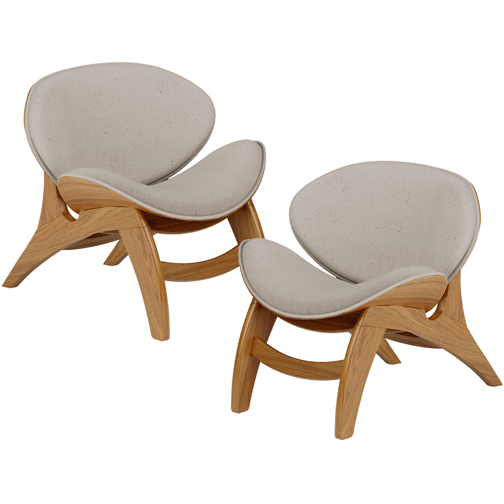 Kit 2 Poltronas Decorativa Orgânica Sala Living Kadosh L02 Linho Bege - Lyam Decor