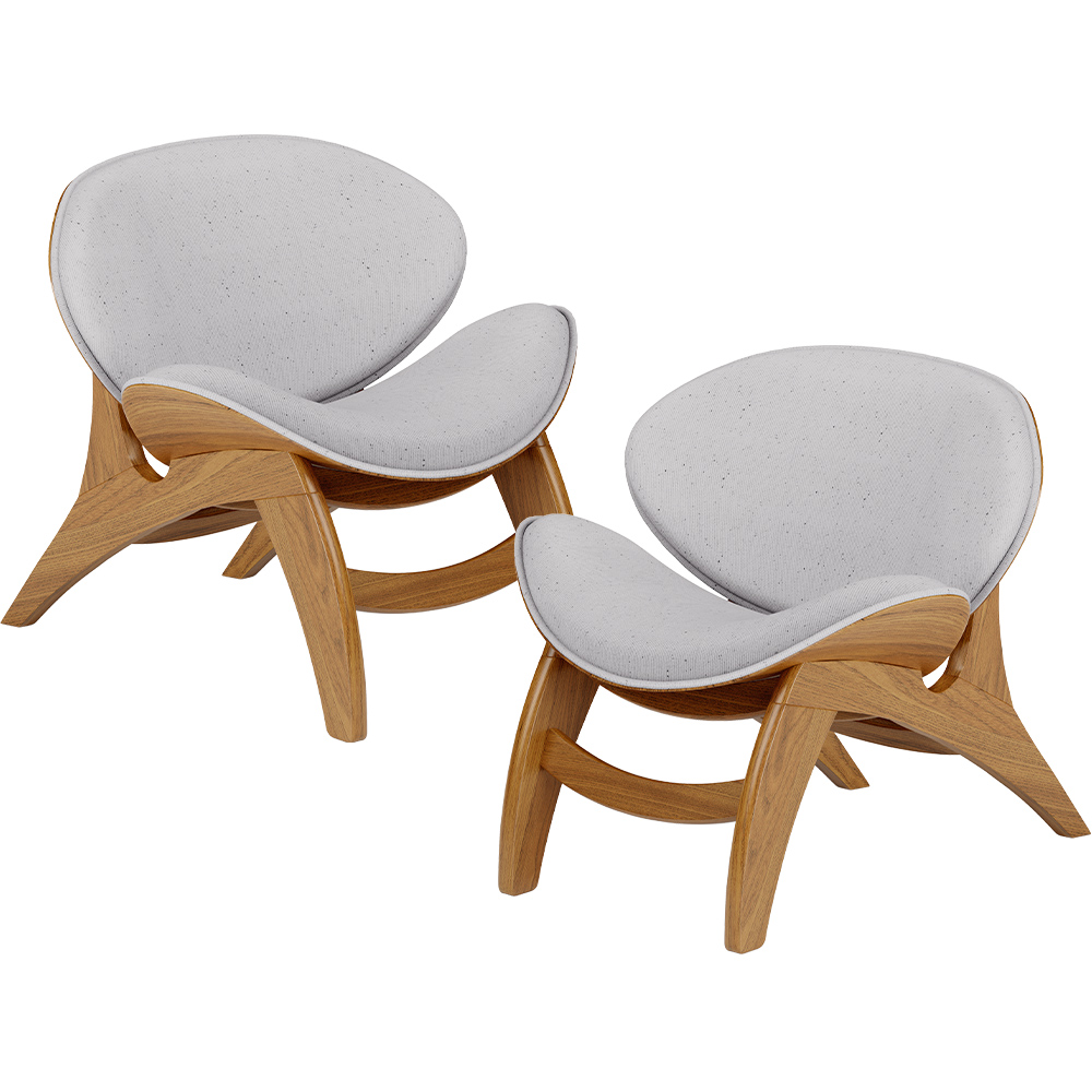 Kit 2 Poltronas Decorativa Orgânica Sala Living Kadosh L02 Linho Cinza - Lyam Decor