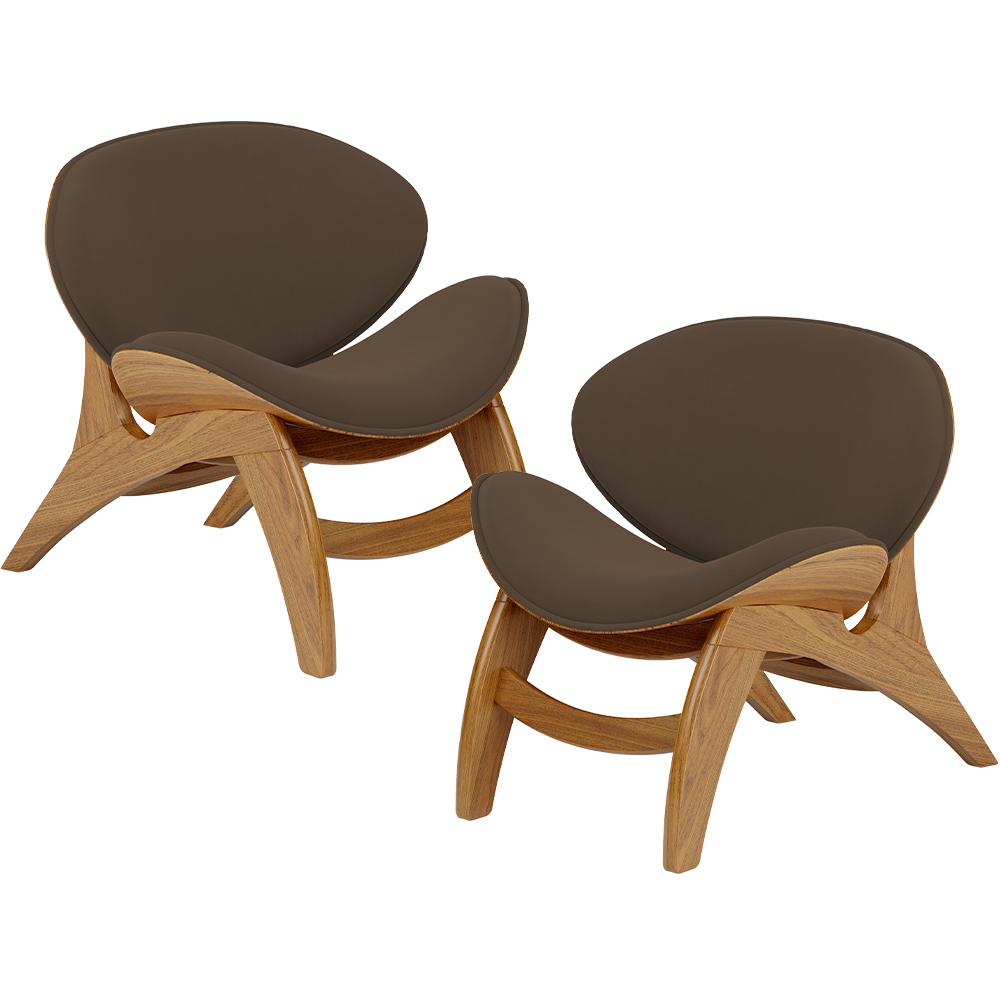 Kit 2 Poltronas Decorativa Orgânica Sala Living Kadosh L02 Suede Marrom - Lyam Decor