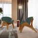 Kit 2 Poltronas Decorativa Orgânica Sala Living Kadosh L02 Suede Verde Musgo - Lyam Decor
