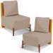 Kit 2 Poltronas Decorativa Sala Estar Living Hungria L02 Couríssimo Whisky Linho Bege Escuro - Lyam