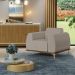 Kit 2 Poltronas Decorativas Base De Madeira Pés D'Ouro Molino D02 Linho Bege C-107 - Lyam Decor