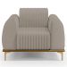 Kit 2 Poltronas Decorativas Base De Madeira Pés D'Ouro Molino D02 Linho Bege C-107 - Lyam Decor