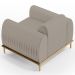 Kit 2 Poltronas Decorativas Base De Madeira Pés D'Ouro Molino D02 Linho Bege C-107 - Lyam Decor