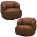 Kit 2 Poltronas Decorativas Giratória Orgânica Sala Living Begur L06 Couro Marrom Claro - Lyam Decor
