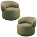 Kit 2 Poltronas Decorativas Giratória Orgânica Sala Living Nevile L06 Couro Verde Musgo - Lyam Decor