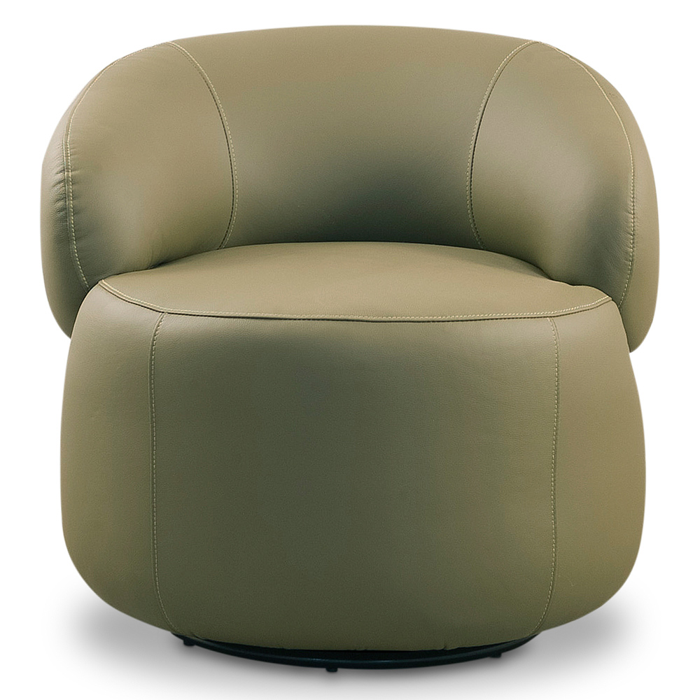 Kit 2 Poltronas Decorativas Giratória Orgânica Sala Living Nevile L06 Couro Verde Musgo - Lyam Decor