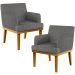 Kit 2 Poltronas Decorativas Para Sala De Estar Base Mel Beatriz W01 Linho Cinza Escuro - Lyam Decor