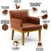 Kit 2 Poltronas Decorativas Para Sala De Estar E Recepção Beatriz W01 Couríssimo Camel - Lyam Decor