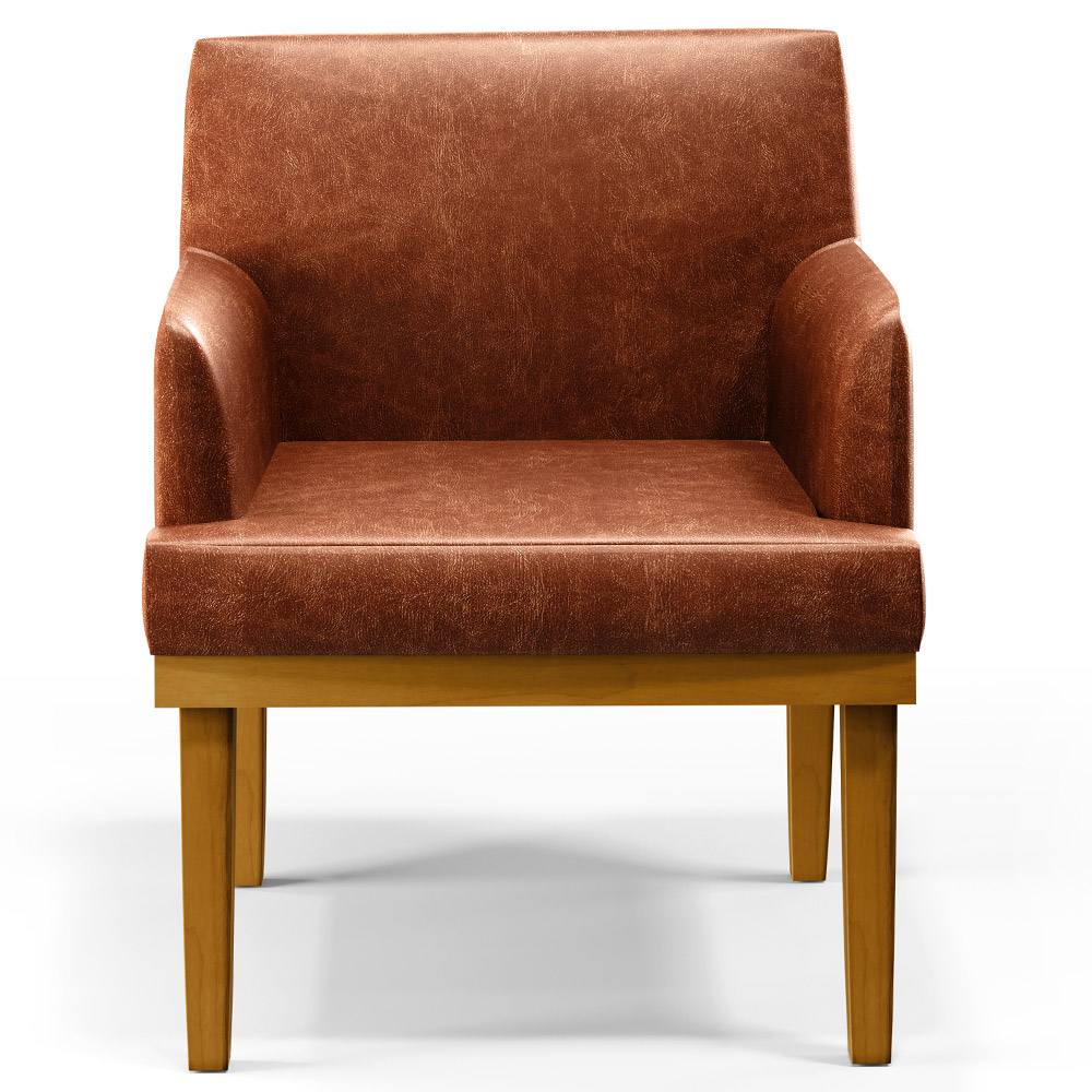 Kit 2 Poltronas Decorativas Para Sala De Estar E Recepção Beatriz W01 Couríssimo Camel - Lyam Decor