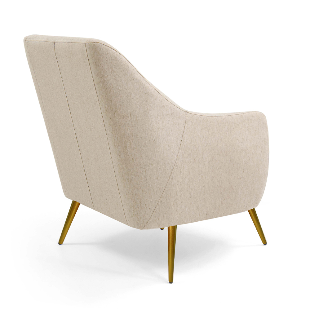 Kit 2 Poltronas Decorativas Para Sala Paloma Pés Palito New Bronze D02 Linho Bege C-129 - Lyam Decor