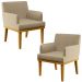 Kit 2 Poltronas Decorativas Para Sala de Estar e Recepção Beatriz W01 Linho Bege Escuro - Lyam Decor