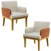 Kit 2 Poltronas Decorativas Sala De Estar Beatriz W01 Linho Champagne Couríssimo Camel - Lyam Decor
