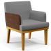 Kit 2 Poltronas Decorativas Sala Estar Beatriz W01 Linho Cinza Escuro Couríssimo Marrom - Lyam Decor