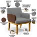 Kit 2 Poltronas Decorativas Sala Estar Beatriz W01 Linho Cinza Escuro Couríssimo Marrom - Lyam Decor