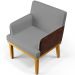 Kit 2 Poltronas Decorativas Sala Estar Beatriz W01 Linho Cinza Escuro Couríssimo Marrom - Lyam Decor