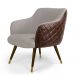 Kit 2 Poltronas Pé Palito Duo New Bronze Jade D02 Linho Bege C-107 Tressê Corano Marrom - Lyam Decor