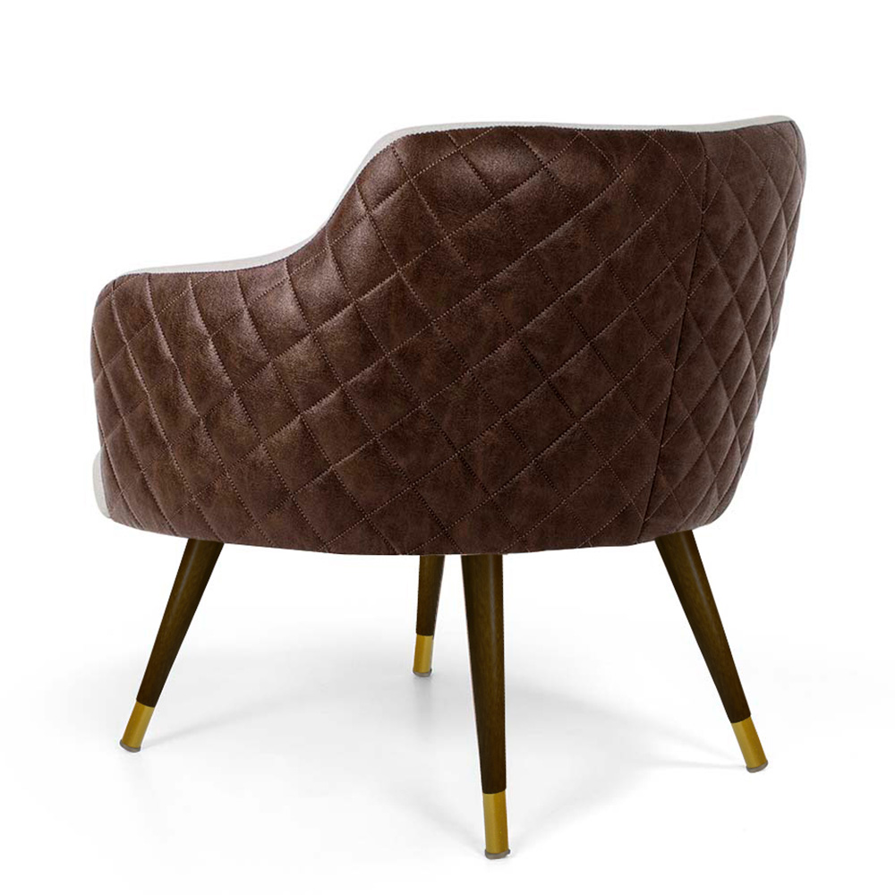 Kit 2 Poltronas Pé Palito Duo New Bronze Jade D02 Linho Bege C-107 Tressê Corano Marrom - Lyam Decor