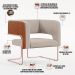 Kit 2 Poltronas Scarlett D02 Base Aço New Cobre Courissímo Camel B-14 Linho Bege C-107 - Lyam Decor