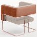 Kit 2 Poltronas Scarlett D02 Base Aço New Cobre Courissímo Camel B-14 Linho Bege C-107 - Lyam Decor