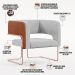 Kit 2 Poltronas Scarlett D02 Base Aço New Cobre Courissímo Camel B-14 Linho Cinza D-315 - Lyam Decor
