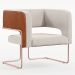 Kit 2 Poltronas Scarlett D02 Base Aço New Cobre Courissímo Camel B-14 Linho Cru C-443 - Lyam Decor