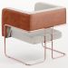 Kit 2 Poltronas Scarlett D02 Base Aço New Cobre Courissímo Camel B-14 Linho Cru C-443 - Lyam Decor