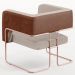 Kit 2 Poltronas Scarlett D02 Base Aço New Cobre Courissímo Marrom B-38 Linho Bege C-107 - Lyam Decor