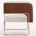 Kit 2 Poltronas Scarlett D02 Base Aço New Cobre Courissímo Marrom B-38 Linho Cru C-443 - Lyam Decor