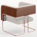 Kit 2 Poltronas Scarlett D02 Base Aço New Cobre Courissímo Marrom B-38 Linho Cru C-443 - Lyam Decor