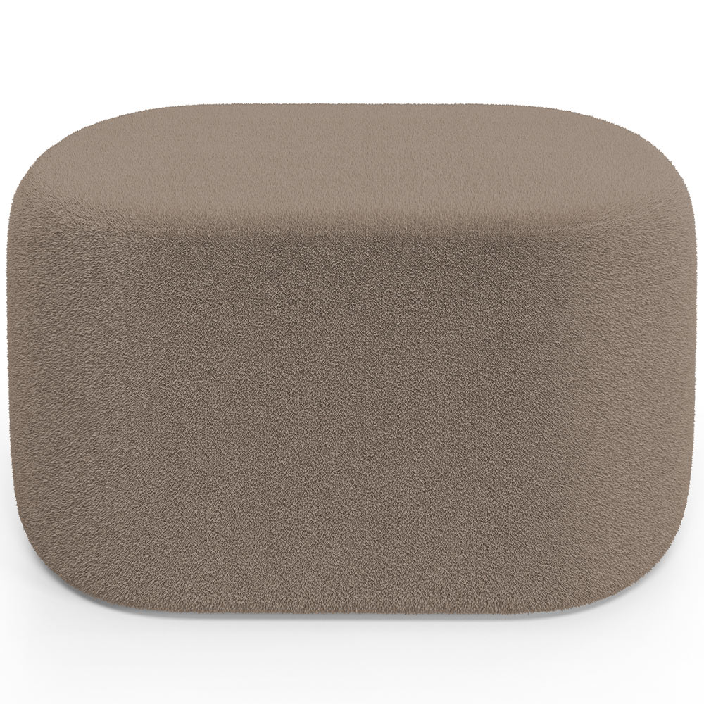 Kit 2 Puffs Decorativos Orgânico para Living Quarto 70cm Doha W01 Bouclê Bege - Lyam Decor