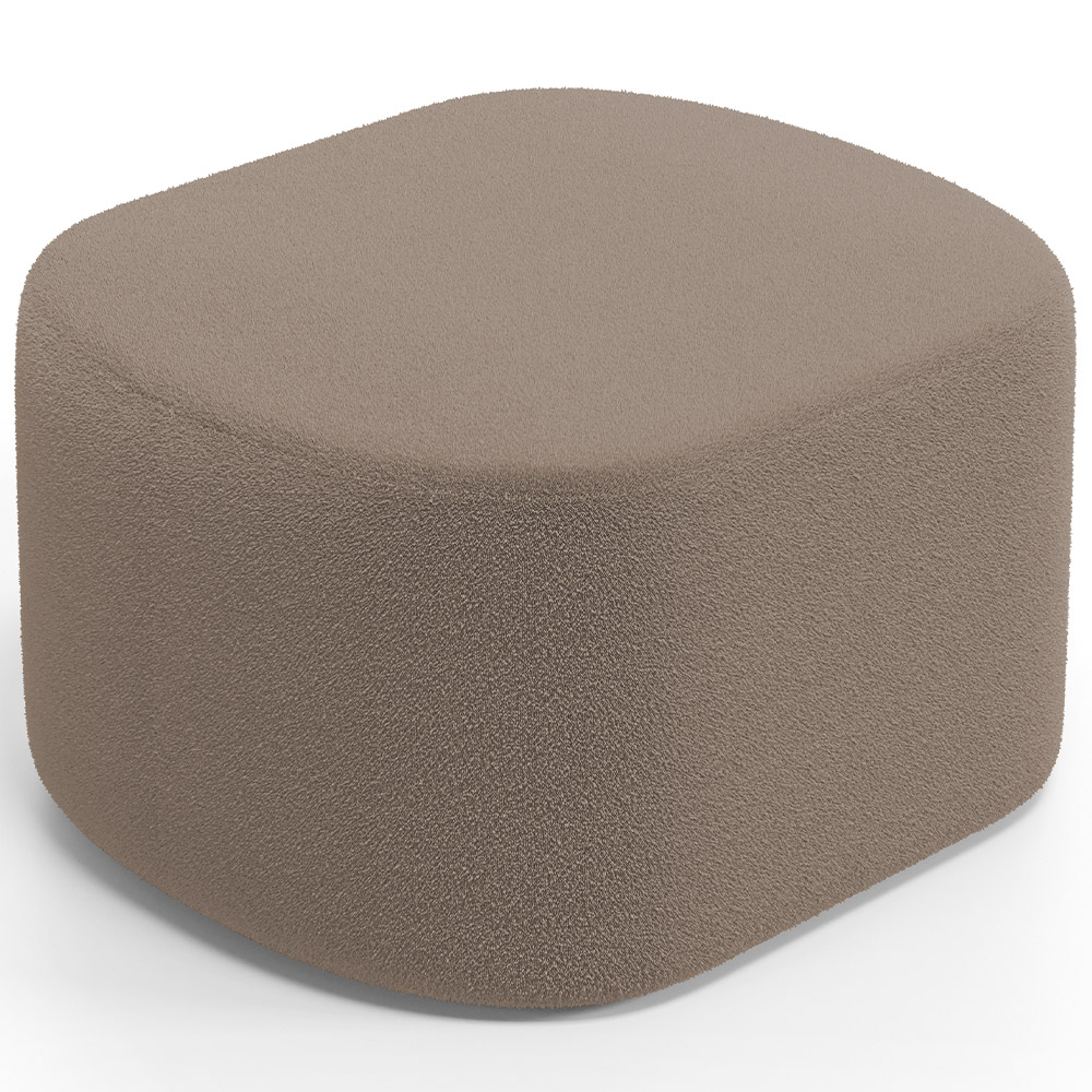 Kit 2 Puffs Decorativos Orgânico para Living Quarto 70cm Doha W01 Bouclê Bege - Lyam Decor