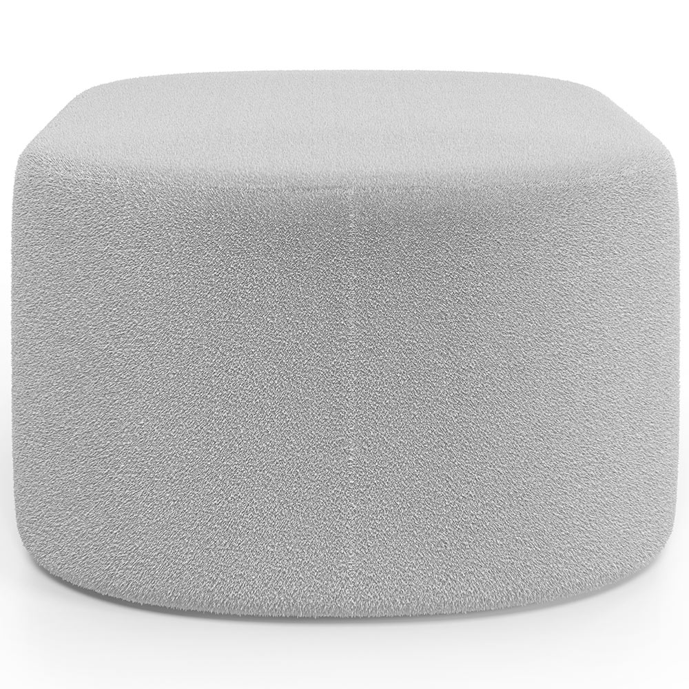 Kit 2 Puffs Decorativos Orgânico para Living Quarto 70cm Doha W01 Bouclê Cinza - Lyam Decor