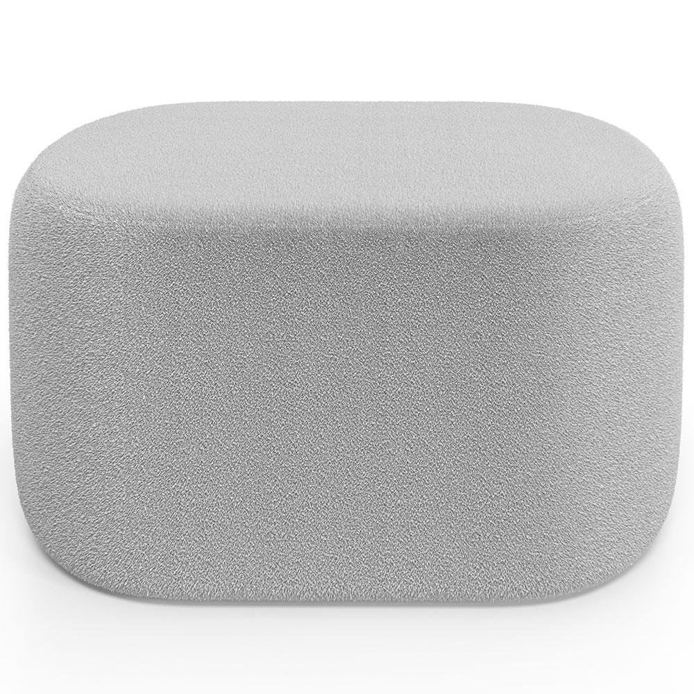 Kit 2 Puffs Decorativos Orgânico para Living Quarto 70cm Doha W01 Bouclê Cinza - Lyam Decor