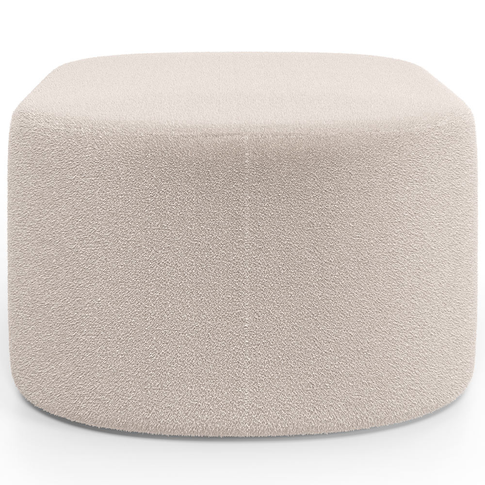 Kit 2 Puffs Decorativos Orgânico para Living Quarto 70cm Doha W01 Bouclê Creme - Lyam Decor