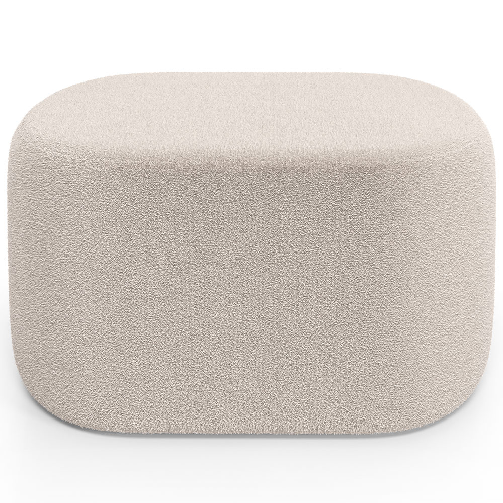 Kit 2 Puffs Decorativos Orgânico para Living Quarto 70cm Doha W01 Bouclê Creme - Lyam Decor